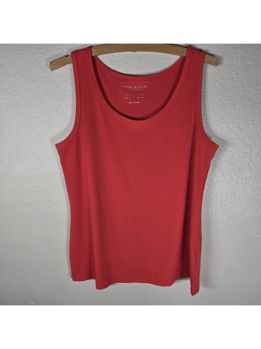 Susan Graver Modern Essentials S Scoop Neck Tank Top Red Polyester Blend